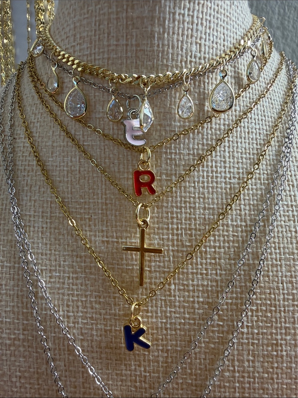 Gold plated Initial necklace over stainless steel ,chose your options - Picture 6 of 9